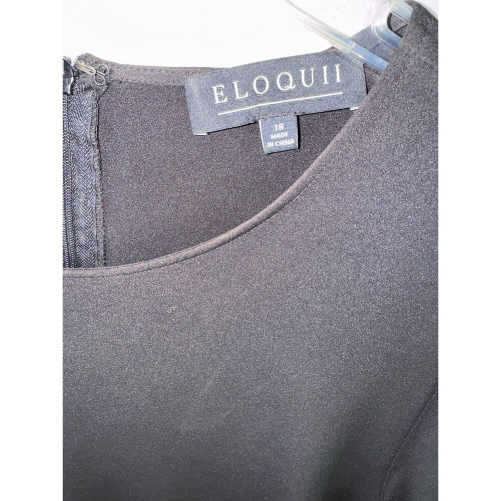 Eloquii Black Flounce Sleeve Shift Dress Size 18 Office Work Classic Business - Picture 4 of 4